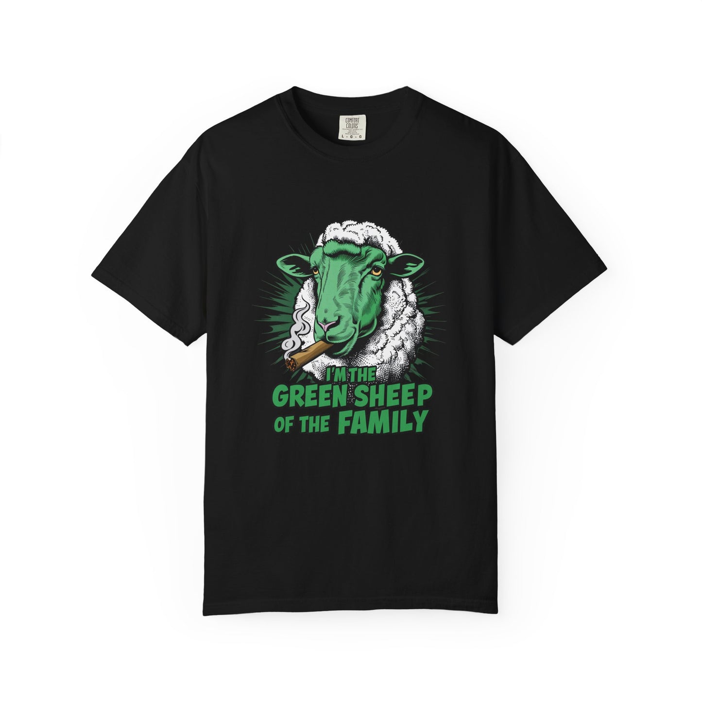 Green Sheep Family Unisex T-Shirt - Fun Gift for Family Gatherings, Birthdays, Holidays, Casual Wear, Unique Graphic Tee