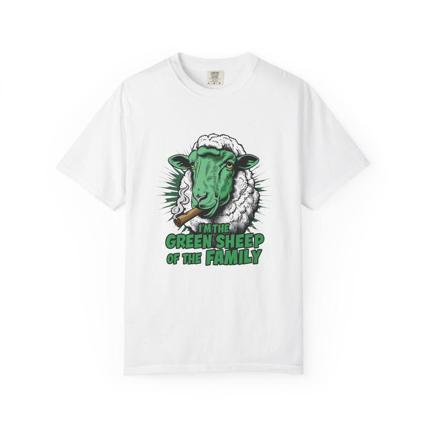 Green Sheep Family Unisex T-Shirt - Fun Gift for Family Gatherings, Birthdays, Holidays, Casual Wear, Unique Graphic Tee
