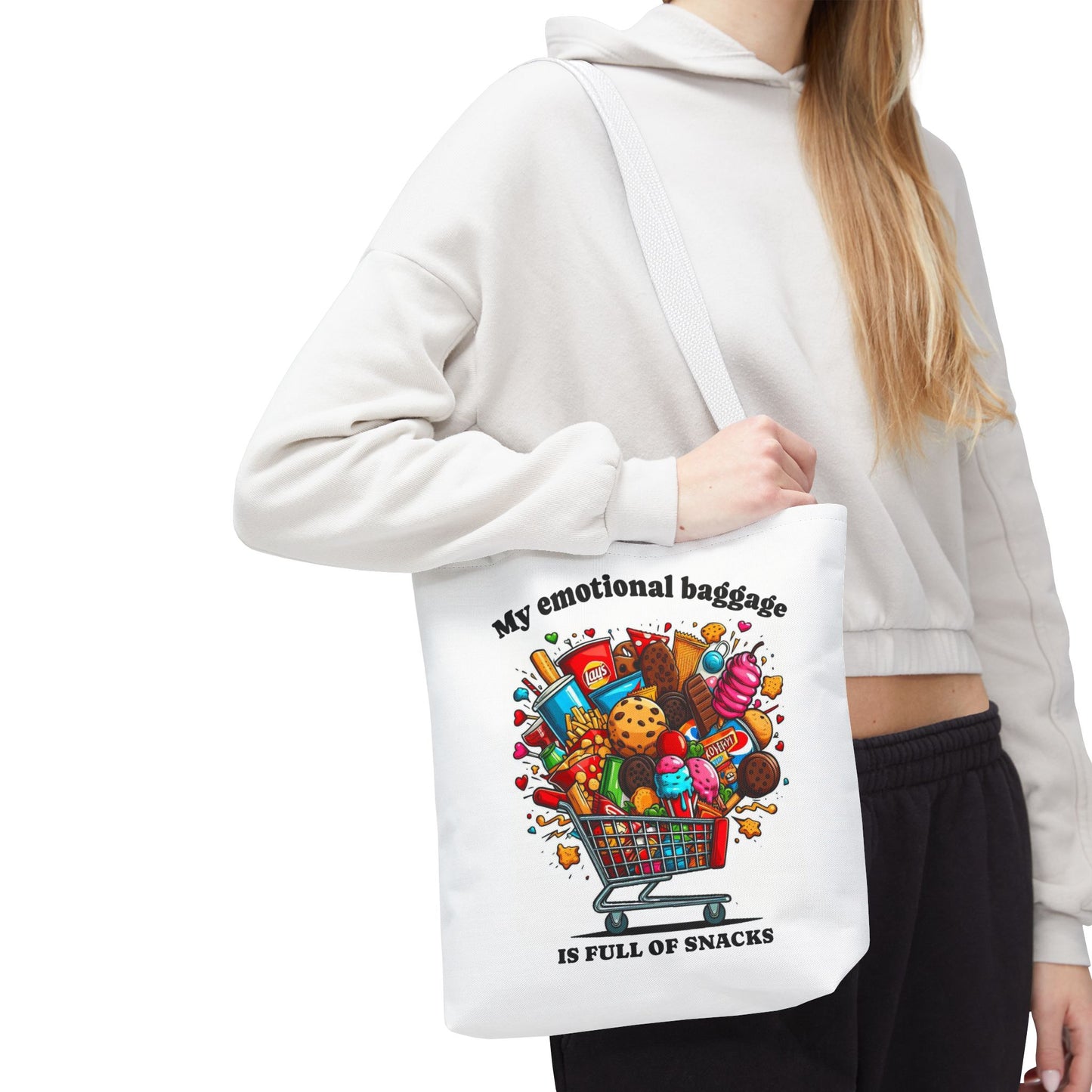 Snack Lover's Tote Bag, Funny Gift for Foodies, Grocery Shopping and more
