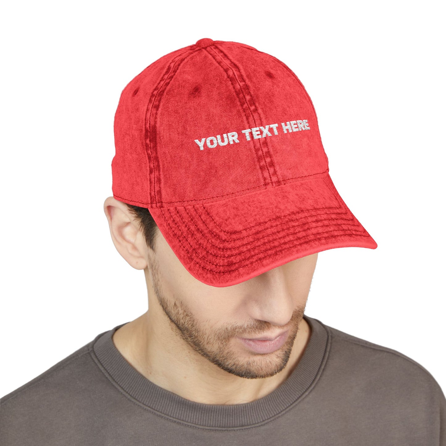 Vintage Embroidered Cap — Custom Text Baseball Hat