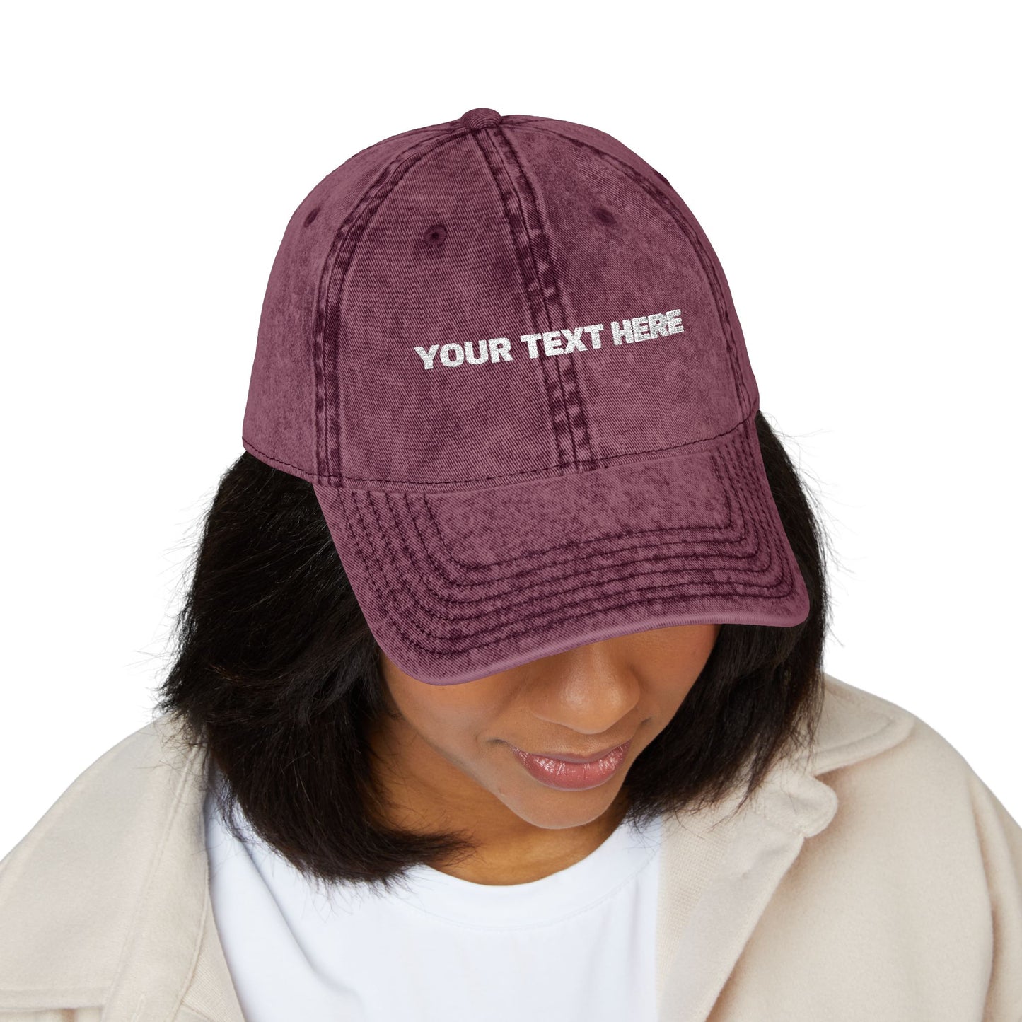 Vintage Embroidered Cap — Custom Text Baseball Hat