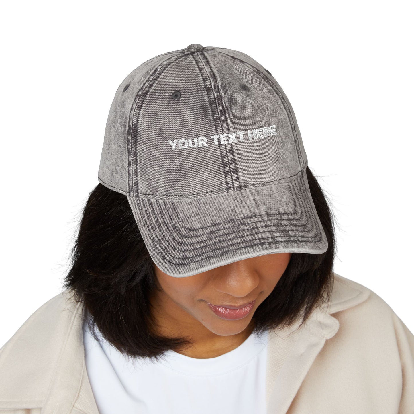 Vintage Embroidered Cap — Custom Text Baseball Hat