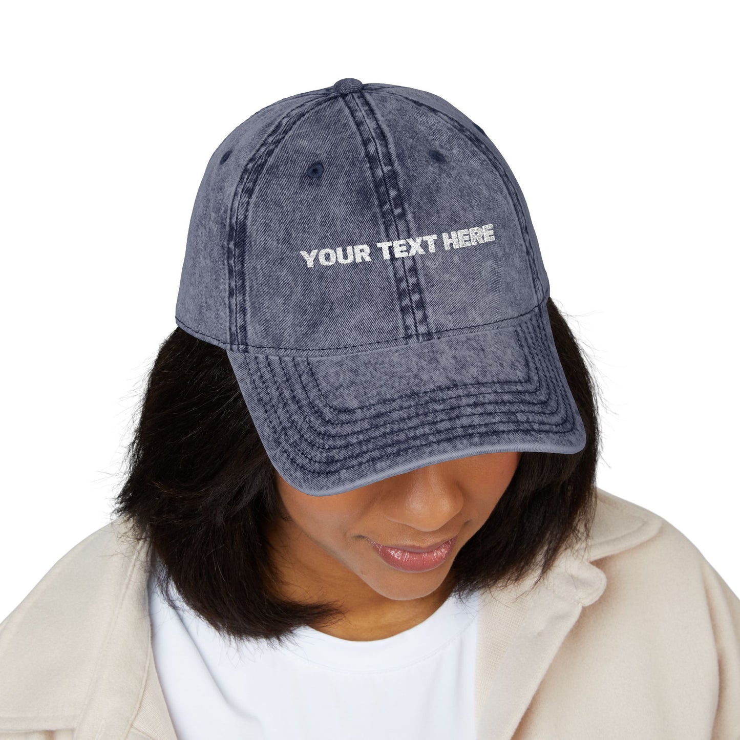 Vintage Embroidered Cap — Custom Text Baseball Hat