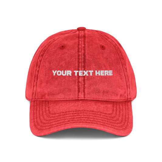 Vintage Embroidered Cap — Custom Text Baseball Hat