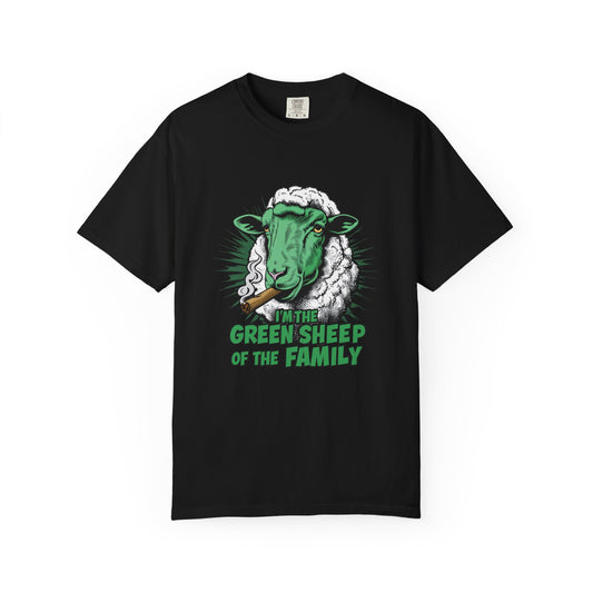 Green Sheep Family Unisex T-Shirt - Fun Gift for Family Gatherings, Birthdays, Holidays, Casual Wear, Unique Graphic Tee