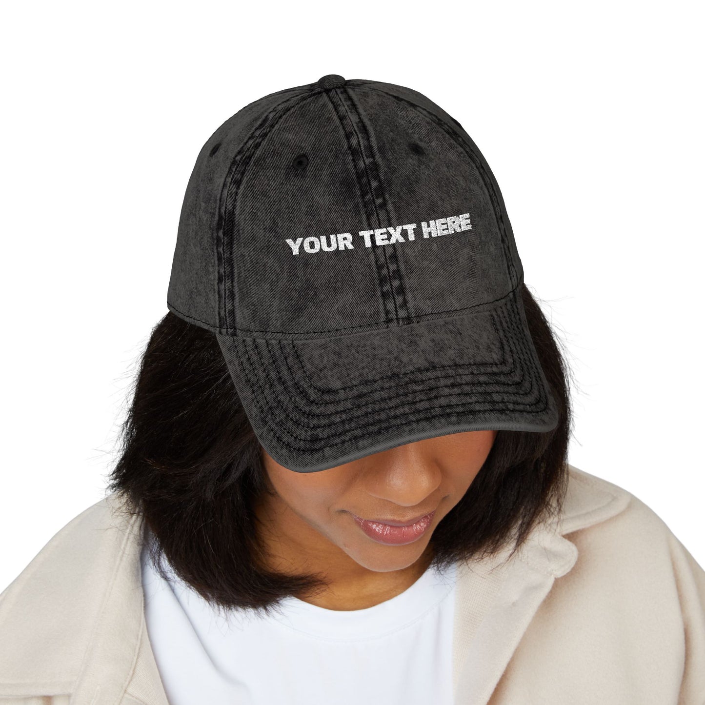 Vintage Embroidered Cap — Custom Text Baseball Hat
