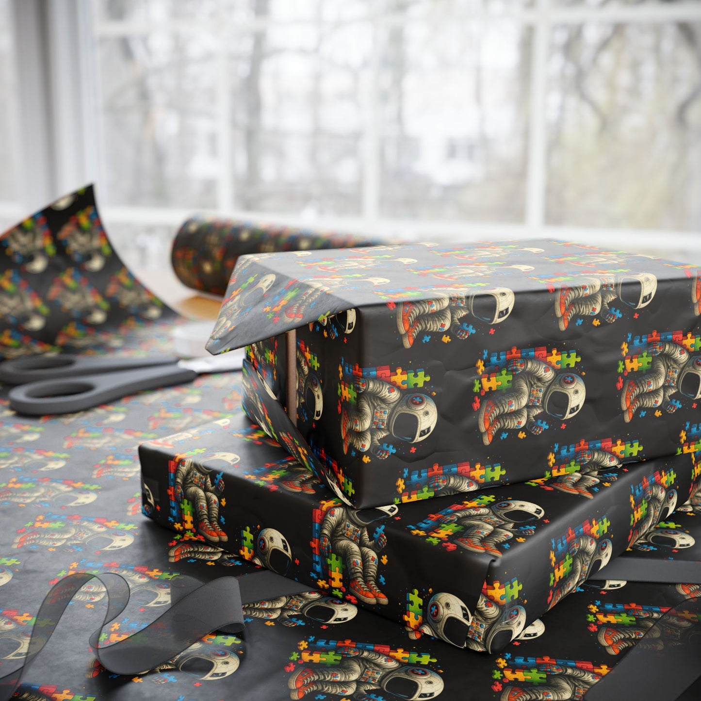 Wrapping Paper -Colorful Astronaut Puzzle