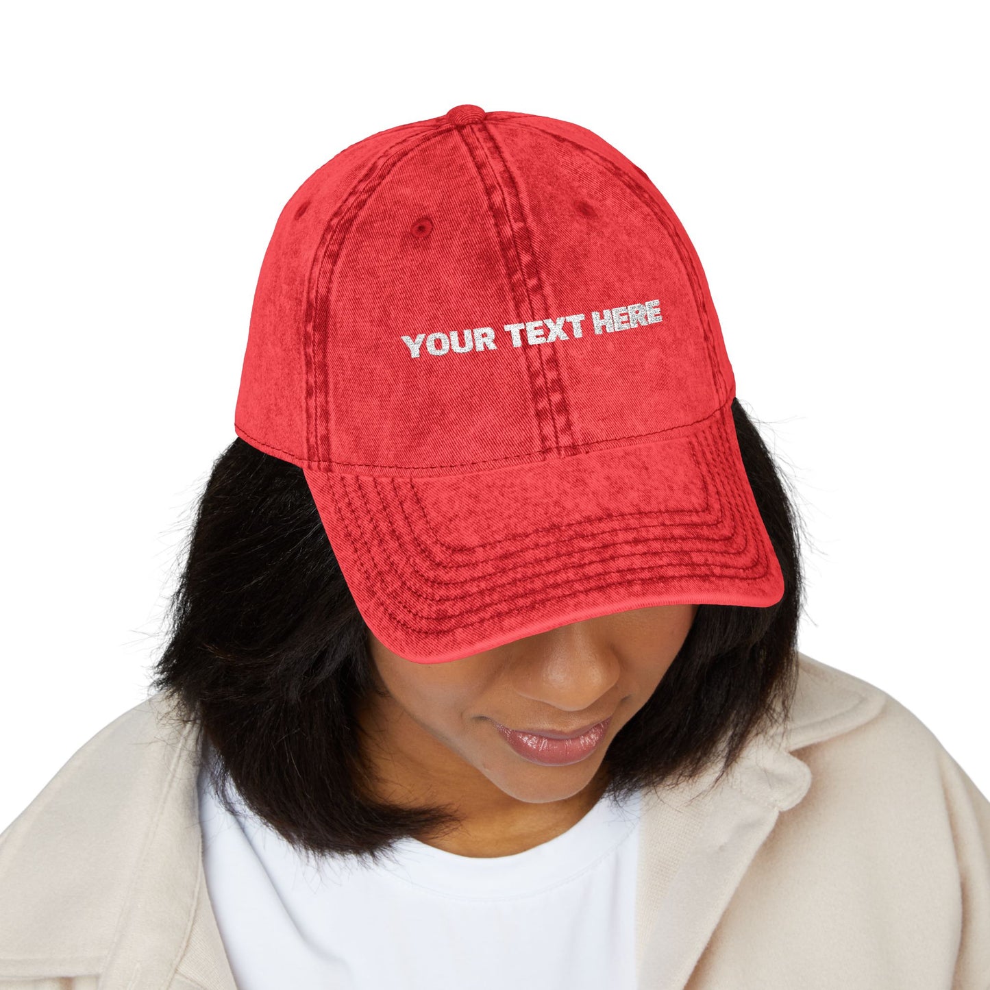 Vintage Embroidered Cap — Custom Text Baseball Hat