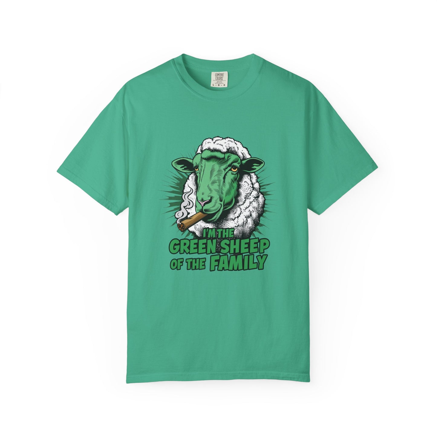 Green Sheep Family Unisex T-Shirt - Fun Gift for Family Gatherings, Birthdays, Holidays, Casual Wear, Unique Graphic Tee