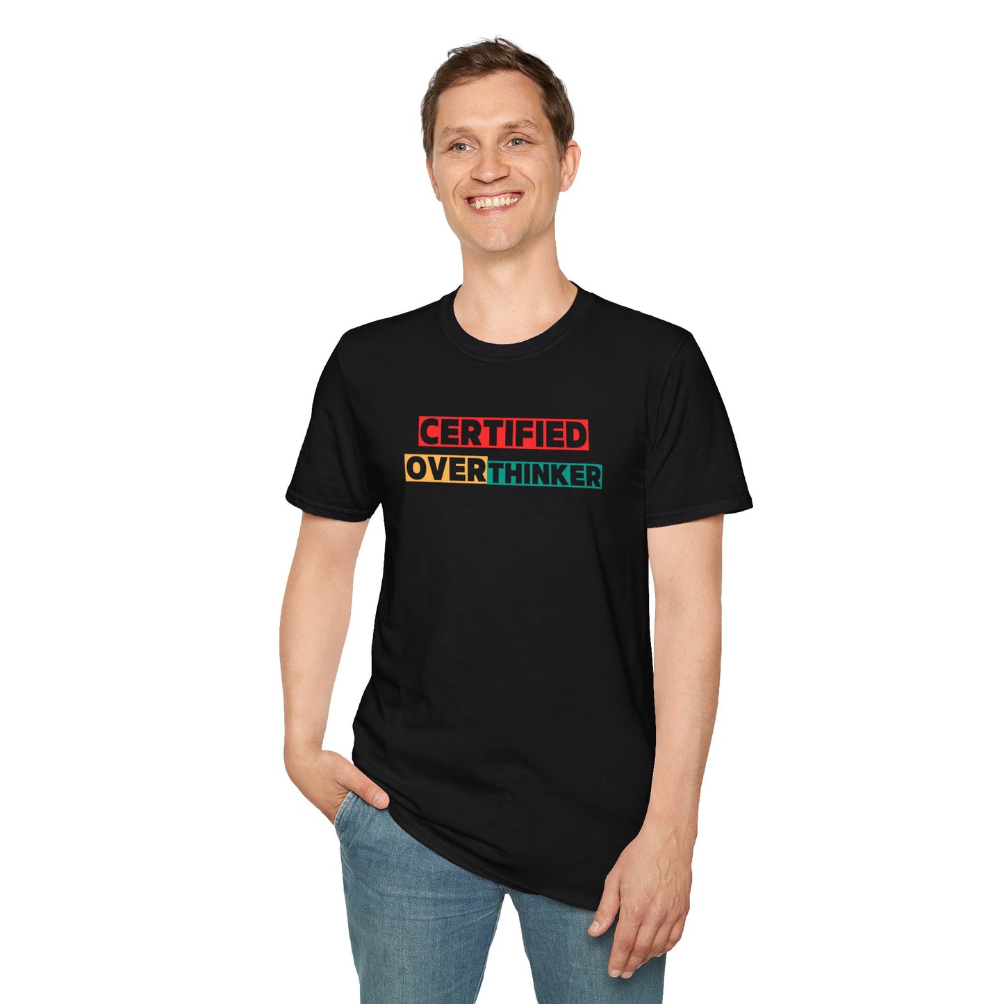 Certified Overthinker Unisex Softstyle T-Shirt, Funny Tee, Gift for Overthinkers, Casual Wear, Birthday Present, Mental Health Awareness