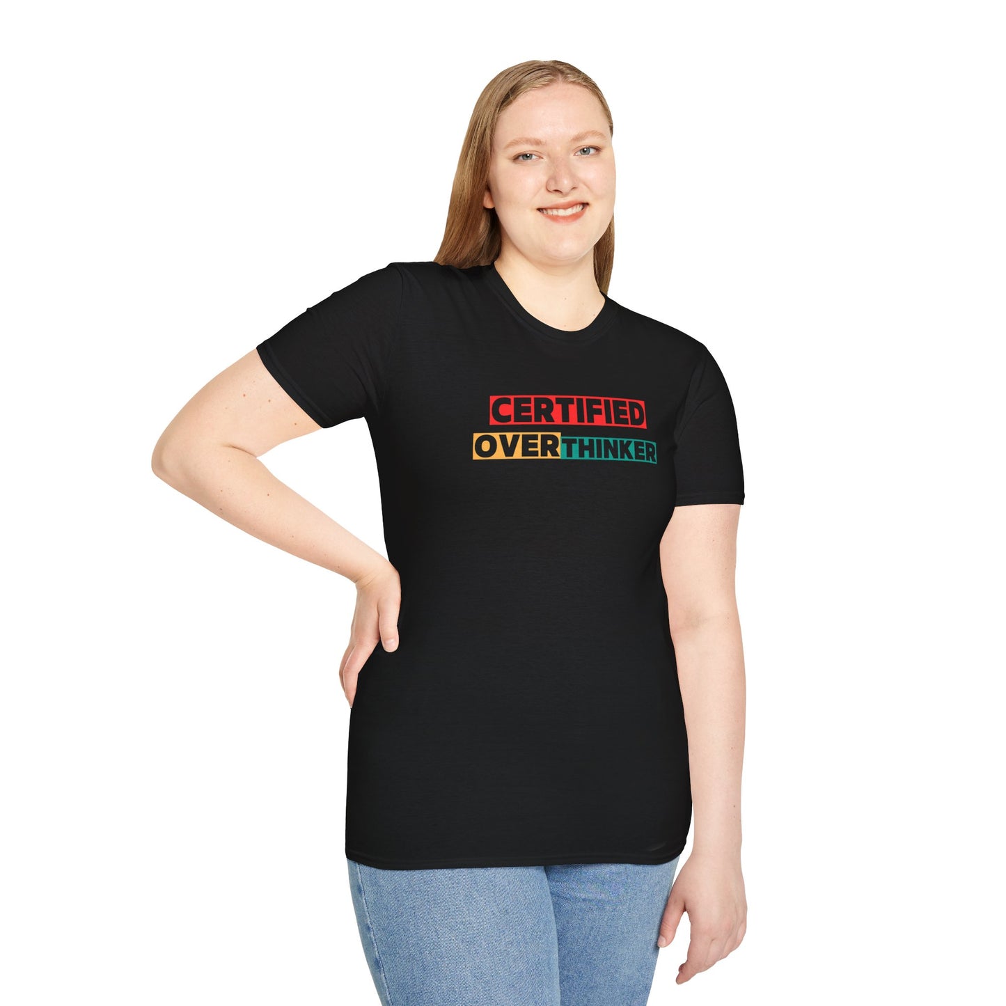 Certified Overthinker Unisex Softstyle T-Shirt, Funny Tee, Gift for Overthinkers, Casual Wear, Birthday Present, Mental Health Awareness