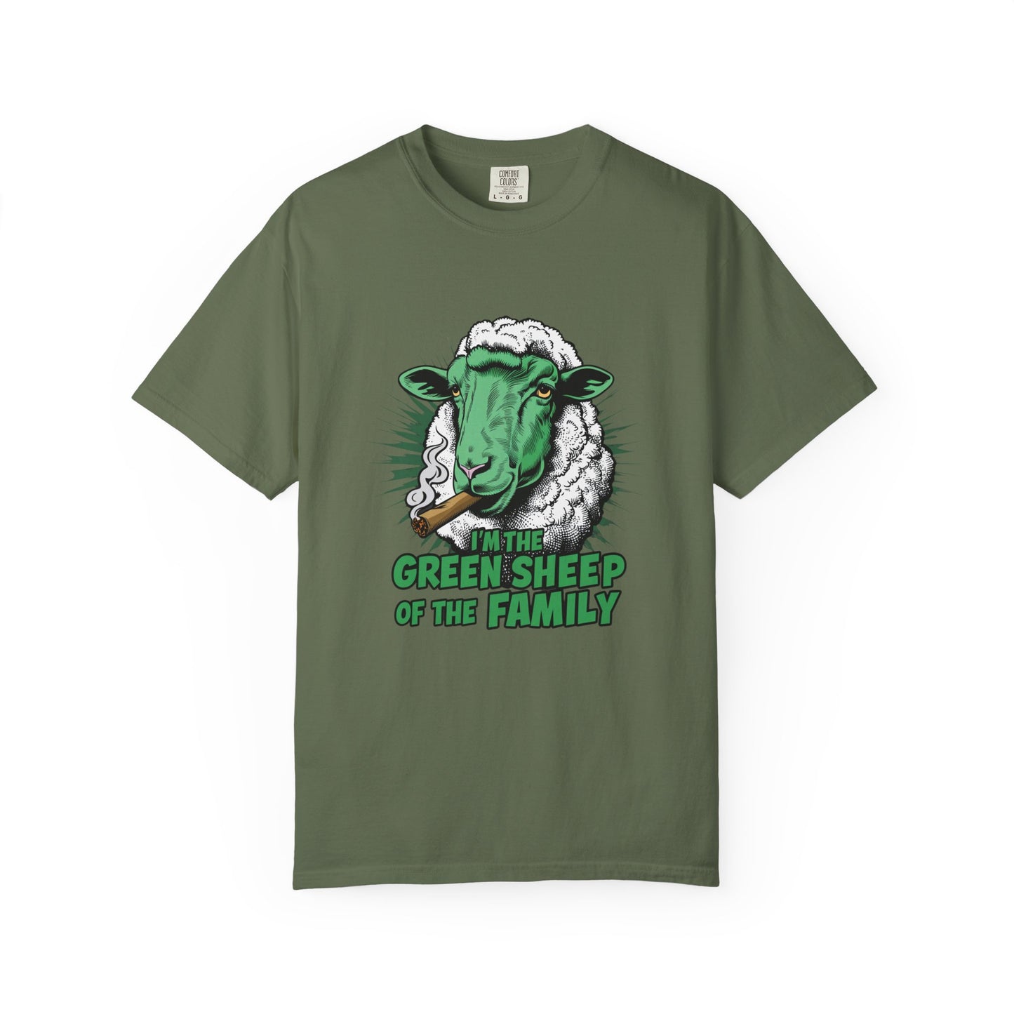Green Sheep Family Unisex T-Shirt - Fun Gift for Family Gatherings, Birthdays, Holidays, Casual Wear, Unique Graphic Tee