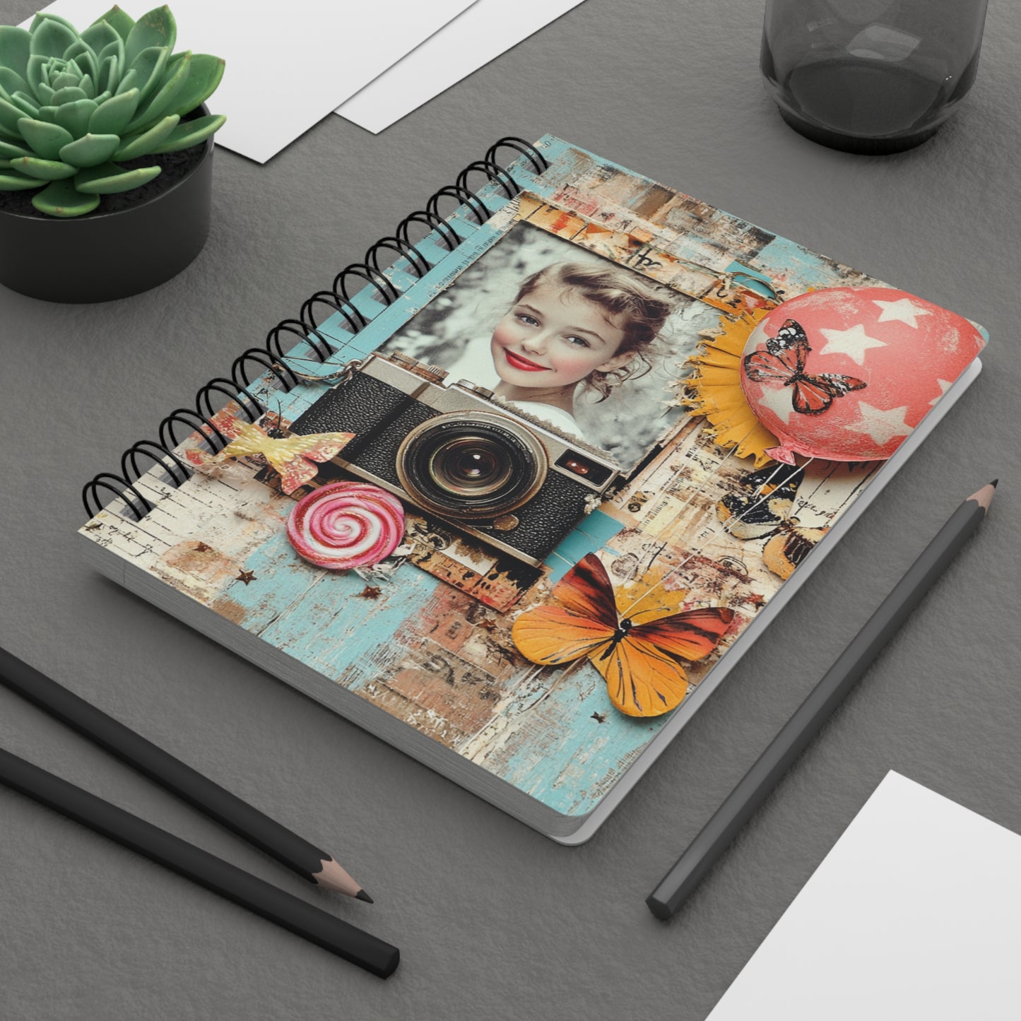 Spiral Bound  Scrapbook themed Journal